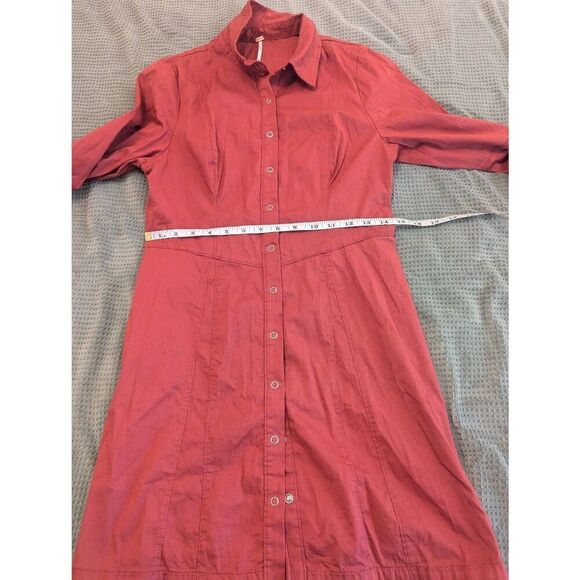 $128 Free People Thea Mini Button Up Dress In Blush Red Size XS - Picture 5 of 6